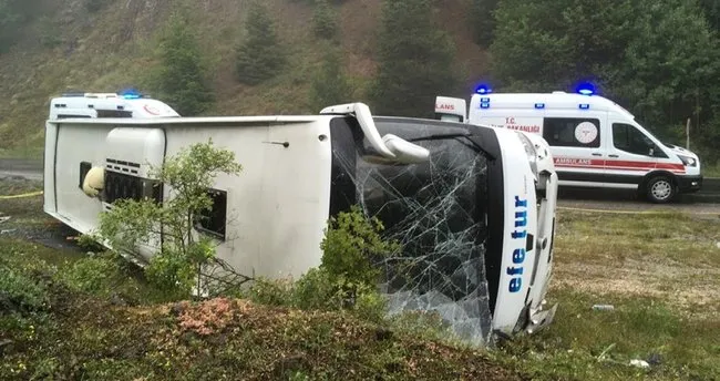 Kastamonu Da Yolcu Otobusu Devrildi 14 Yarali Son Dakika Haberler