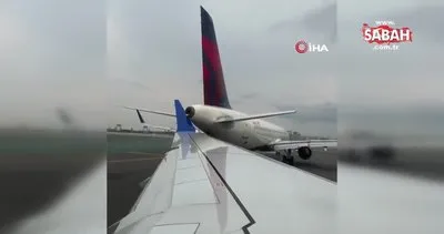 ABD’de yolcu uçağı, diğer uçağın sol kanadına çarptı | Video