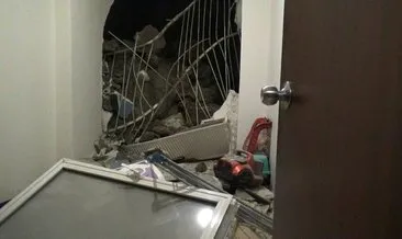 İzmir’de kaya parçası evin içine düştü #izmir