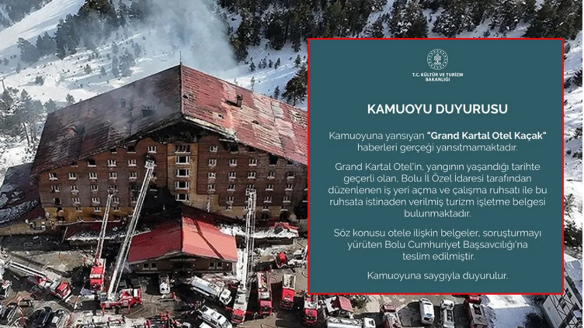Kültür ve Turizm Bakanlığı’ndan ‘Grand Kartal Otel kaçak’ haberlerine yalanlama Kültür ve Turizm Bakanlığı’ndan ‘Grand Kartal Otel kaçak’ haberlerine yalanlama