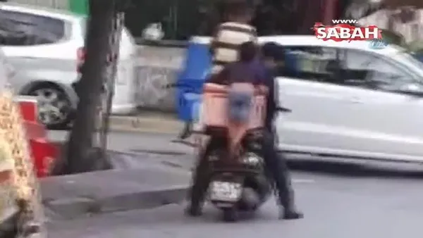 Maltepe'de çocukların motosiklet üzerindeki tehlikeli yolculuğu kamerada