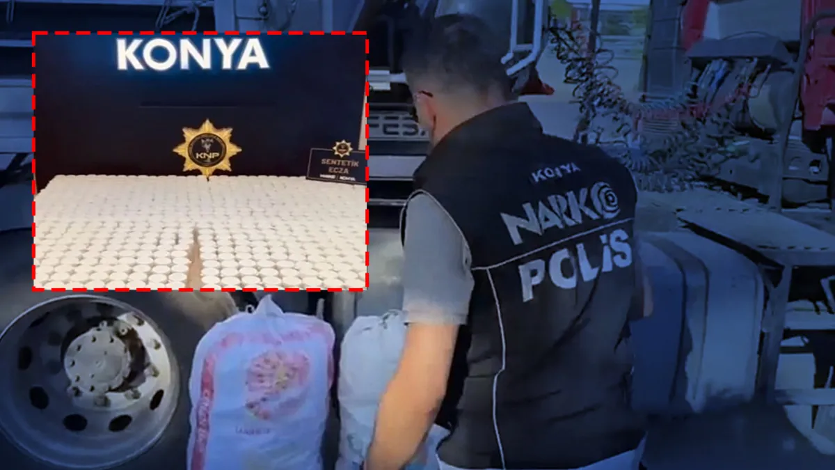 Konya'da polis ekiplerinin uyuşturucu operasyonunda ele geçirilen sentetik ecza haplar.