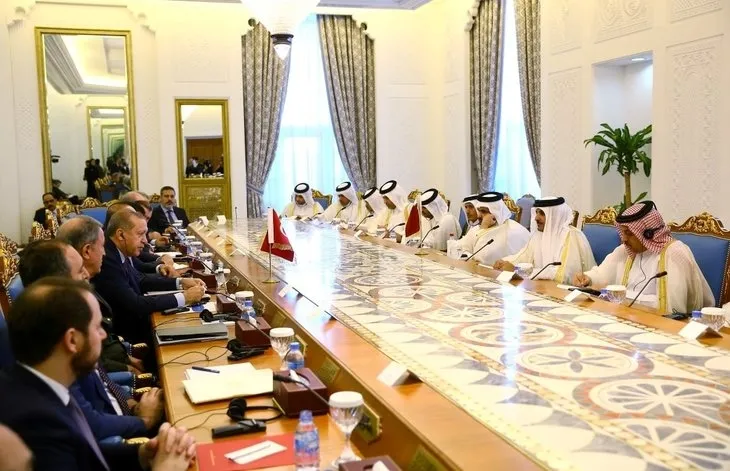 Son dakika: Cumhurbaşkanı Erdoğan Katar'da böyle karşılandı