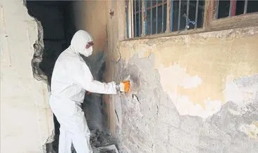 Yıkılacak binalarda asbest kontrolü yapılıyor