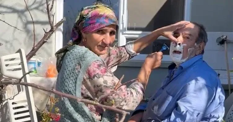 Felçli eşe tıraş