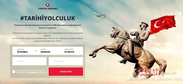 SON DAKİKA HABERİ: THY tarihi yolculuk 19 Mayıs hatıra bileti nasıl ve nereden alınır? Türk Hava Yolları 19 Mayıs Hatıra Bileti ALMA EKRANI BURADA!