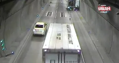 Dolmabahçe Tüneli’nde motosiklet, kamyonun altına girdi!