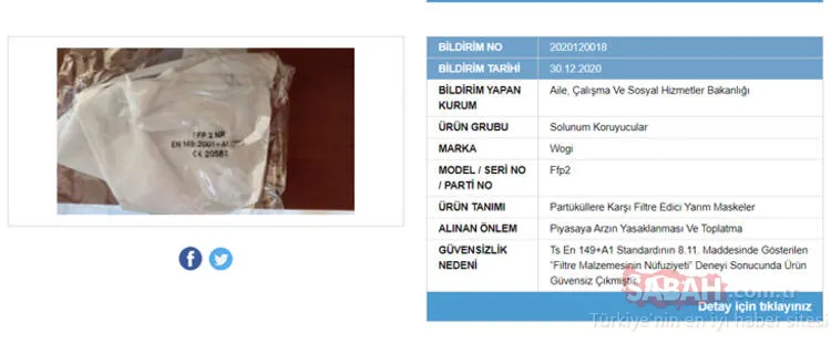 Bakanlık tek tek ifşa etti! İşte güvensiz çıkan maskeler ve markaları