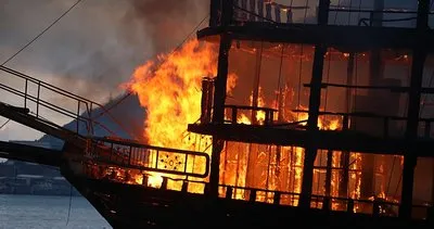 Antalya Alanya’da korku dolu anlar: 2 gezi teknesi alev alev yandı!