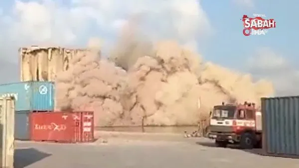 Beyrut Limanı'ndaki silonun kuzey kısmı tamamen yıkıldı | Video