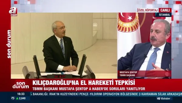 Son Dakika: TBMM Başkanı Mustafa Şentop'tan Kılıçdaroğlu'na 'el hareketi' tepkisi! | Video