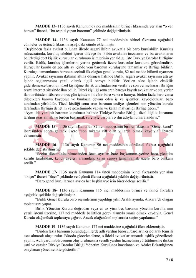 Barolarla ilgili değişiklik hazır! İşte madde madde barolarda değişiklik...