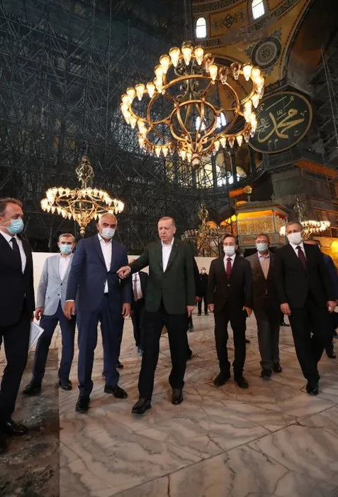 Son dakika: Başkan Erdoğan Ayasofya'da incelemelerde bulundu