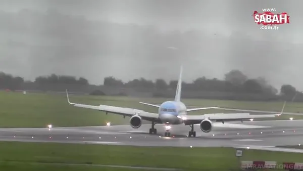 Yolcu uçağı şiddetli fırtınada yanlayarak piste indi!