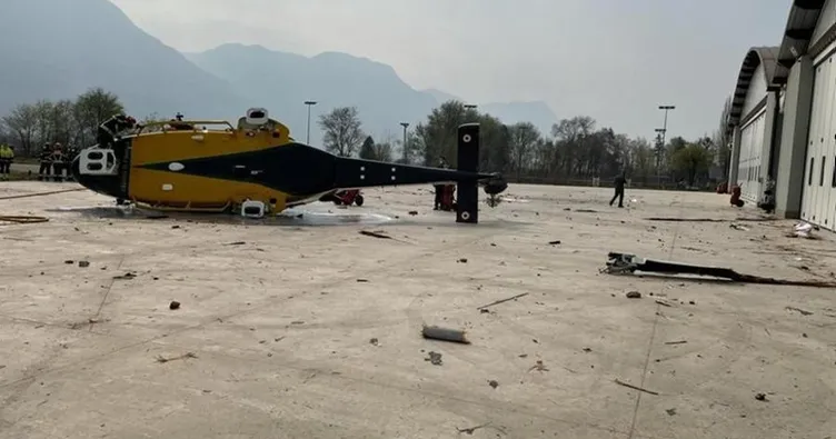 İtalya’nın Bolzano kentinde facianın eşiğinden dönüldü! Polis helikopteri kalkış sırasında kaza yaptı!