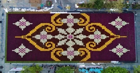 Dünyanın en büyük lale halısı havadan görüntülendi
