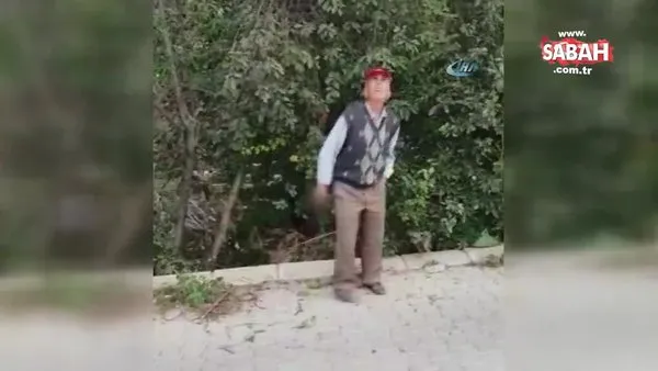 Afyonkarahisar’da ilk kez drone gören yaşlı adamın şaşkınlığı kamerada