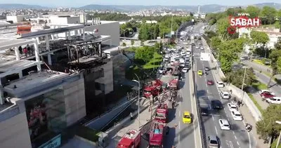 Yanan İstinyePark ve oluşan trafik böyle görüntülendi | Video