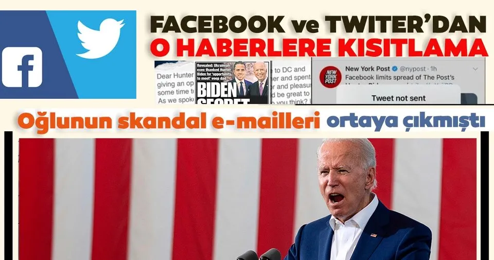 Facebook ve Twitter'dan Joe Biden'ın oğlunun e-Postalarıyla ilgili haberlere kısıtlama