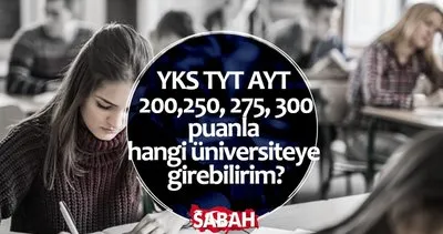 YKS 200, 225, 250, 275, 300 puanla hangi üniversitelere yerleşebilirim? 2 ve 4 yıllık Üniversitelerin taban puanları, başarı sıralaması, kontenjanları tıkla-sorgula!