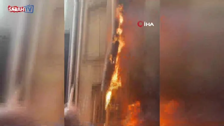 Beyoğlu’nda yangın paniği kamerada | Video
