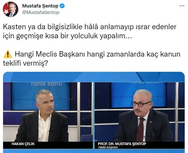 Mustafa Şentop tek tek açıkladı! Hangi Meclis Başkanı kaç kanun teklifi vermiş?
