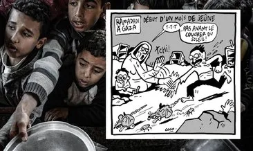 Fransız gazeteden alçak karikatür! Gazzelilerin kıtlıkla mücadelesiyle dalga geçtiler