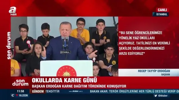 Son Dakika: Başkan Erdoğan'dan Karne Dağıtım Töreni'nde önemli açıklamalar | Video