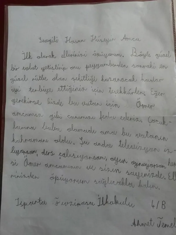 Miniklerden Ömer Halisdemir'in ailesine duygu ve cesaret dolu mektuplar...