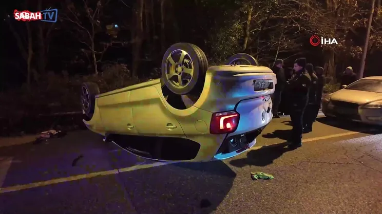 Beykoz'da direksiyon hakimiyetini kaybeden otomobil takla attı: 2 yaralı | Video