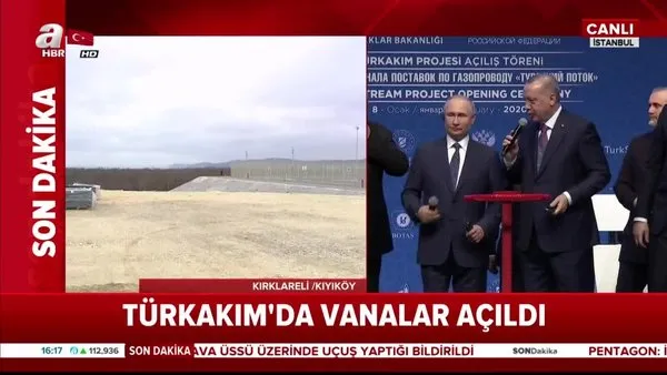Cumhurbaşkanı Erdoğan ve Rusya Devlet Başkanı Putin, TürkAkım Projesi'nin vanasını böyle açtı!