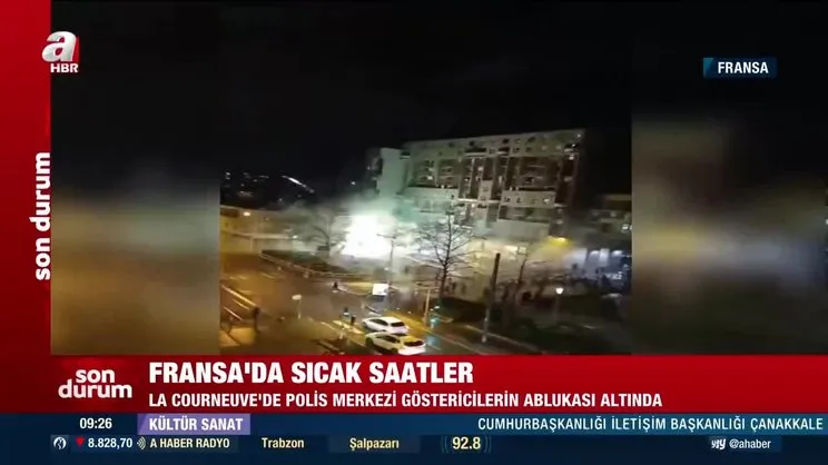 Fransa'da sıcak saatler... Göstericiler karakolu havai fişek yağmuruna tuttu! | Video