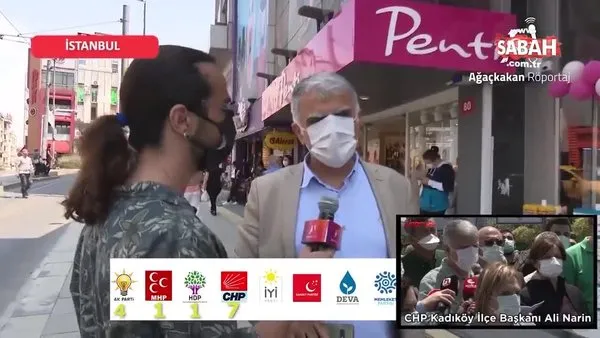 Sokak röportajında maske takıp 