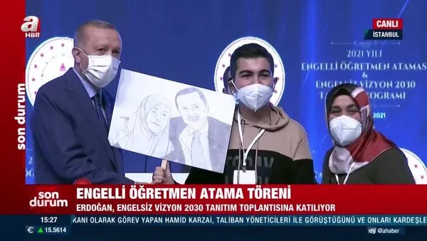 Engelli gençten Başkan Erdoğan'a anlamlı hediye | Video