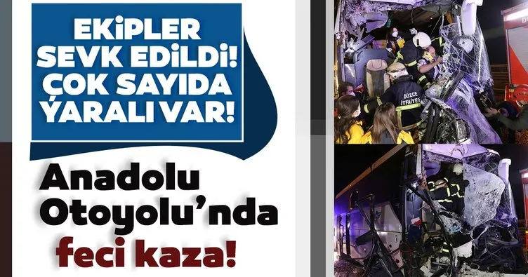 Son dakika: Anadolu Otoyolu’nda feci kaza! Otobüs TIR’a çarptı 16 yaralı