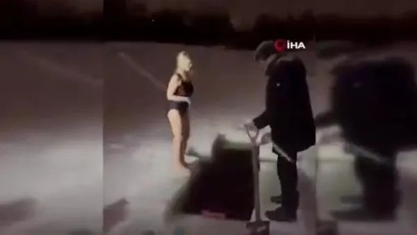 Rusya'da korkunç ölüm! Buz tutan nehre giren kadın kayboldu | Video