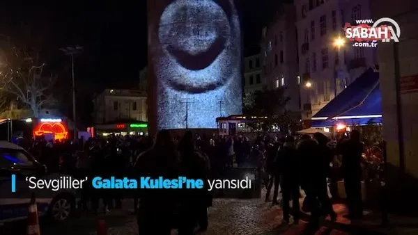 'Sevgililer' Galata Kulesi'ne yansıdı