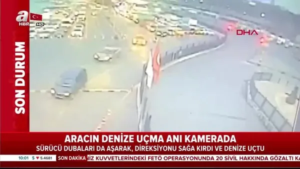 İstanbul Eminönü'de aracın deniz uçma anı görüntüleri ortaya çıktı!