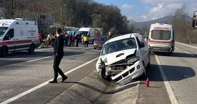 Yangın tüpü aracı lastiği patlayan otomobile çarptı #zonguldak