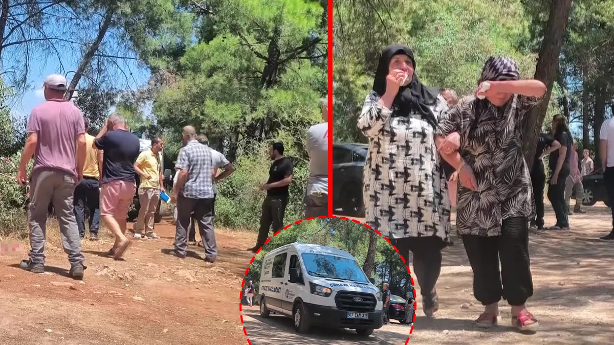 Antalya'da ormanlık alanda bulunan cansız bedenle ilgili olay yeri incelemesi.