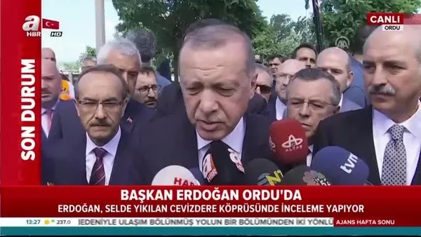 Cumhurbaşkanı Erdoğan Ordu'da sel bölgesinde incelemelerde bulundu