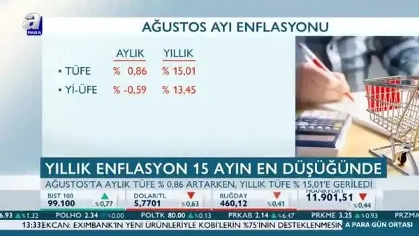 Yıllık enflasyon 15,01'e geriledi