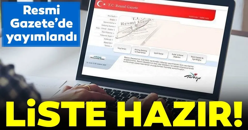 Resmi Gazete'de yayımlandı! Liste hazır