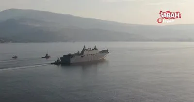 Dünyanın ilk SİHA gemisi İzmir’de: TCG Anadolu İzmir limanında havadan görüntülendi | Video