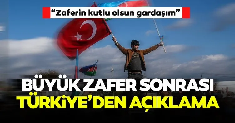 Son dakika haberi: Azerbaycan’ın Şuşa zaferi sonrası Türkiye’den tebrik mesajı