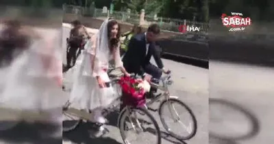 Gelinle damat nikaha bisikletle gitti | Video