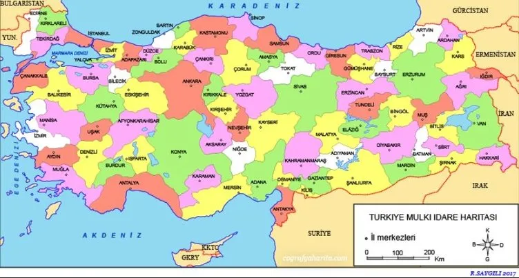 Türkiye Haritası - Renkli Türkiye Siyasi Haritası ile Kapsamlı, Detaylı Bölgeler ve İller Atlası