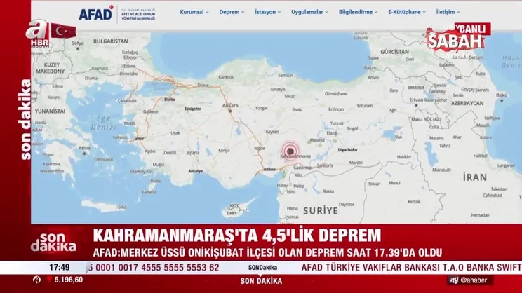 Son dakika: Kahramanmaraş Onikişubat'ta 4.5 büyüklüğünde deprem | Video