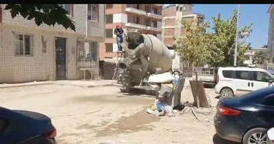 Beton mikseri yol ortasına beton döktü! Sürücüye tepki yağdı #malatya