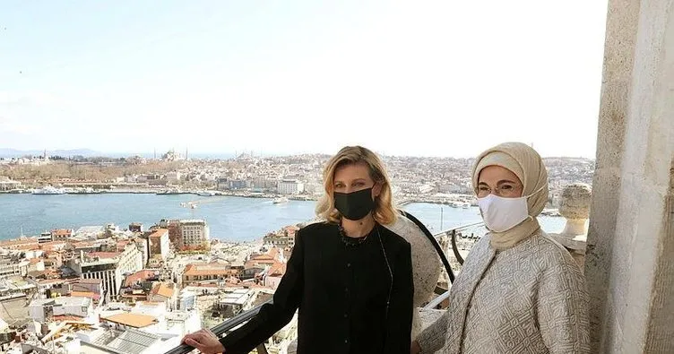 Emine Erdoğan, Ukrayna Devlet Başkanı Zelenskiy’nin eşi Olena Zelenska ile Galata Kulesi’ni ziyaret etti